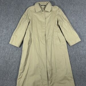 DAKS London Men's Medium Full Length Raincoat House Check Trench Cream Beige